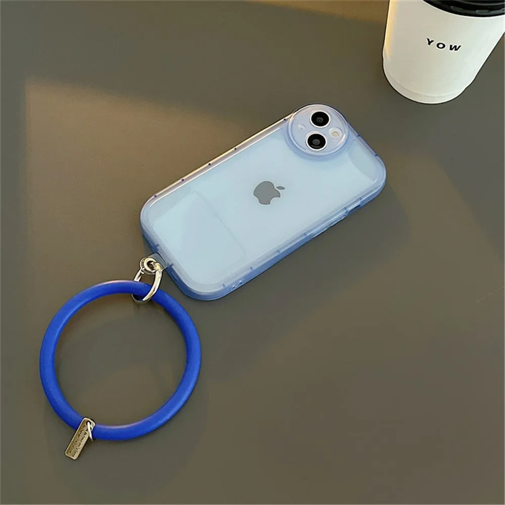 Anymob iPhone Pink Stylish Wristband Ring Clear Soft Phone Case Shockproof Bracelet Silicon Cover