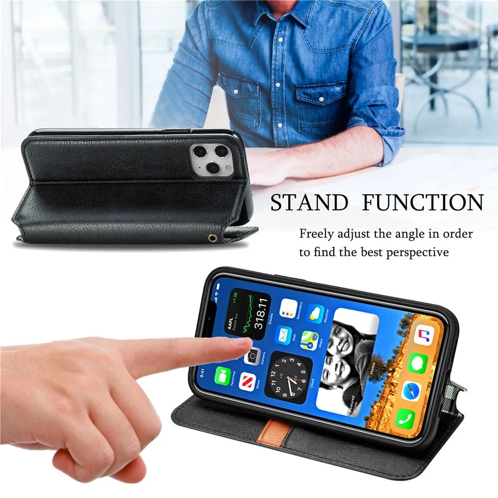 Anymob IPhone Silver Fashion Flip Phone Leather Cases Wallet Book Style Cover