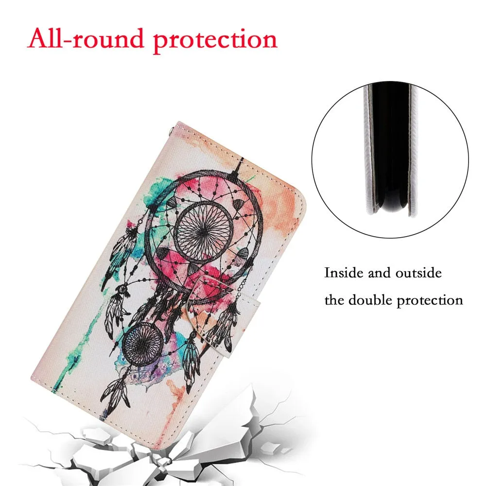 Anymob iPhone Violet Butterfly Painted Phone Case Magnetic Wallet Card slot Back Cover
