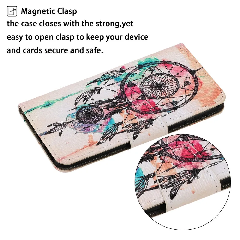 Anymob iPhone Violet Butterfly Painted Phone Case Magnetic Wallet Card slot Back Cover