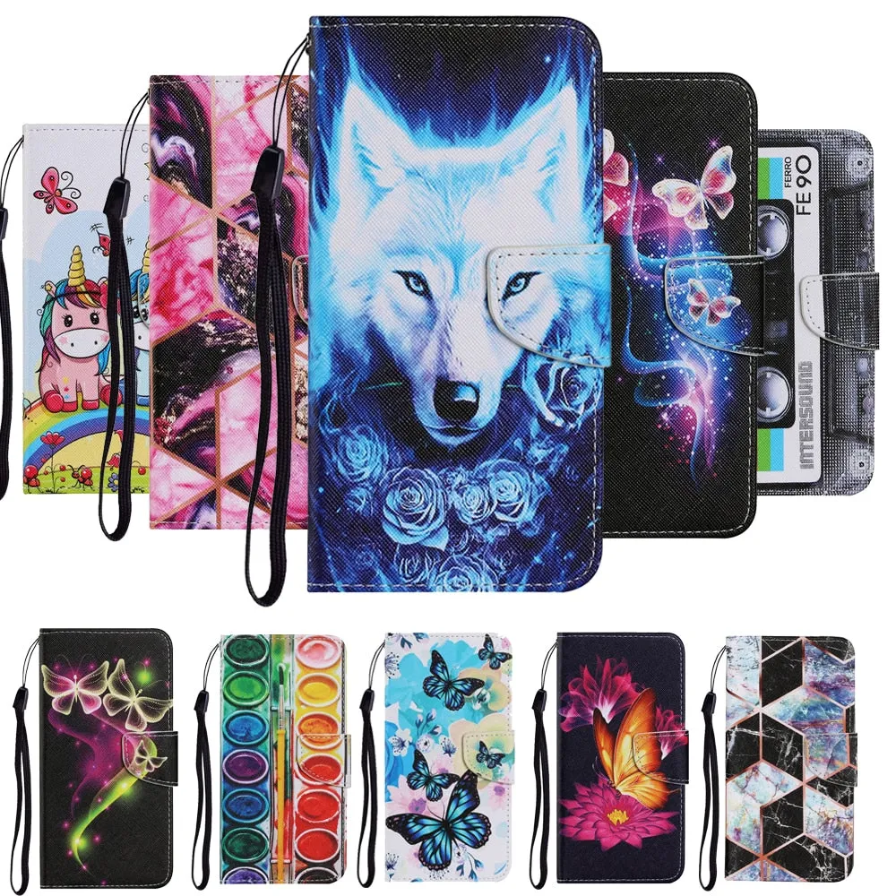 Anymob iPhone Violet Butterfly Painted Phone Case Magnetic Wallet Card slot Back Cover
