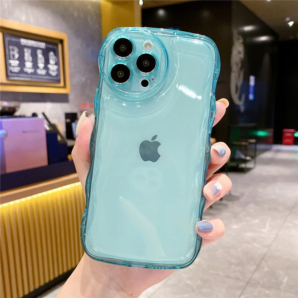 Anymob iPhone Violet Transparent Fluorescent Curly Wave Case Shockproof Silicone Cover