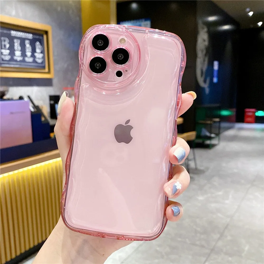 Anymob iPhone Violet Transparent Fluorescent Curly Wave Case Shockproof Silicone Cover