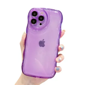 Anymob iPhone Violet Transparent Fluorescent Curly Wave Case Shockproof Silicone Cover