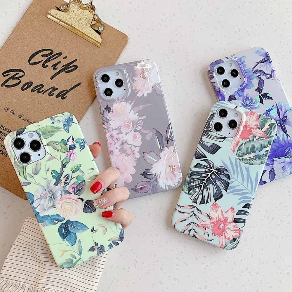 Anymob iPhone White Anemone Marble Phone Case Soft Silicone Cover