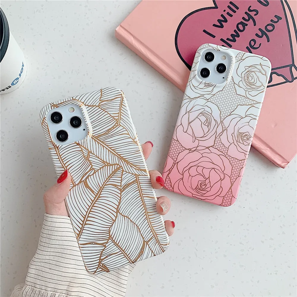 Anymob iPhone White Anemone Marble Phone Case Soft Silicone Cover