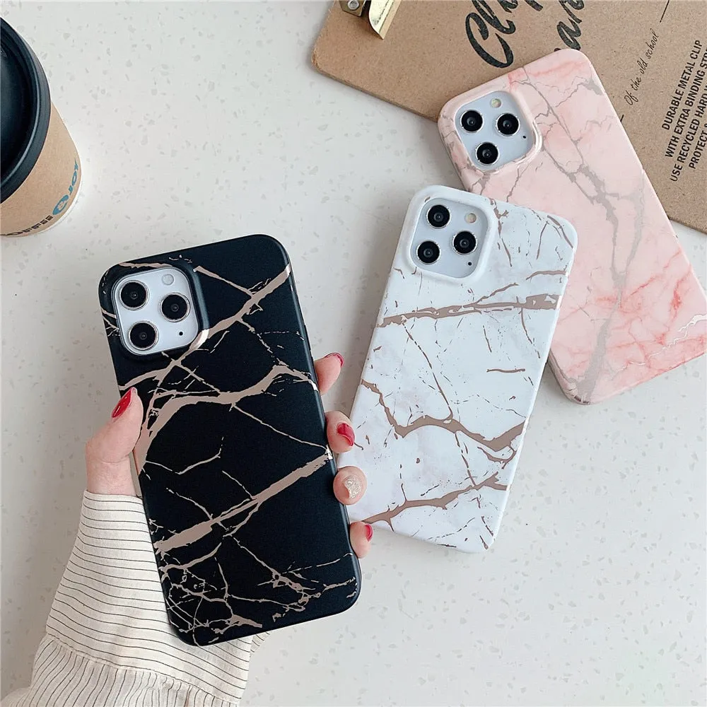 Anymob iPhone White Anemone Marble Phone Case Soft Silicone Cover