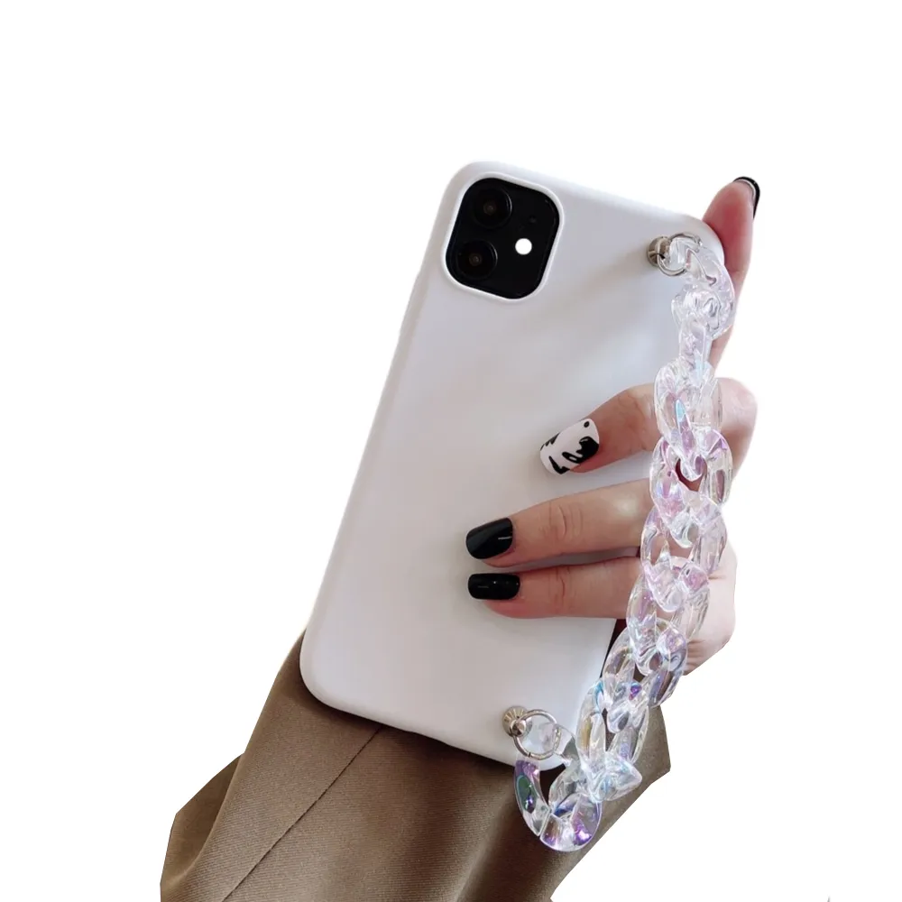 Anymob iPhone White Crystal Bracelet Silicone Case Soft Back Cover