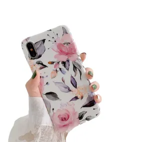 Anymob iPhone White Rose Pattern Holder Case Flower Silicone Phone Cover