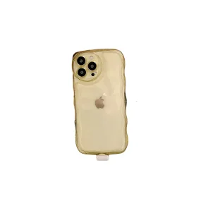 Anymob iPhone Yellow Curly Wavy Phone Case Shockproof Transparent Silicone Cover