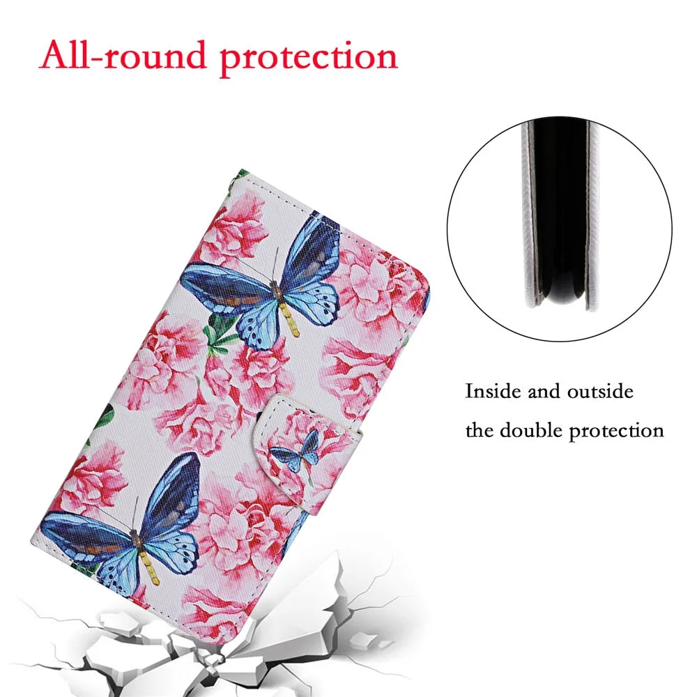 Anymob Samsung Blue And Red Fire Wolf Flip Wallet Phone Case Leather Stand Function Cover