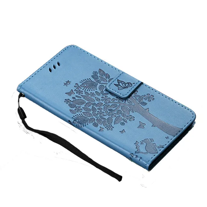 Anymob Samsung Blue Leather Flip Case Wallet Cases Phone Bag Shell Cover