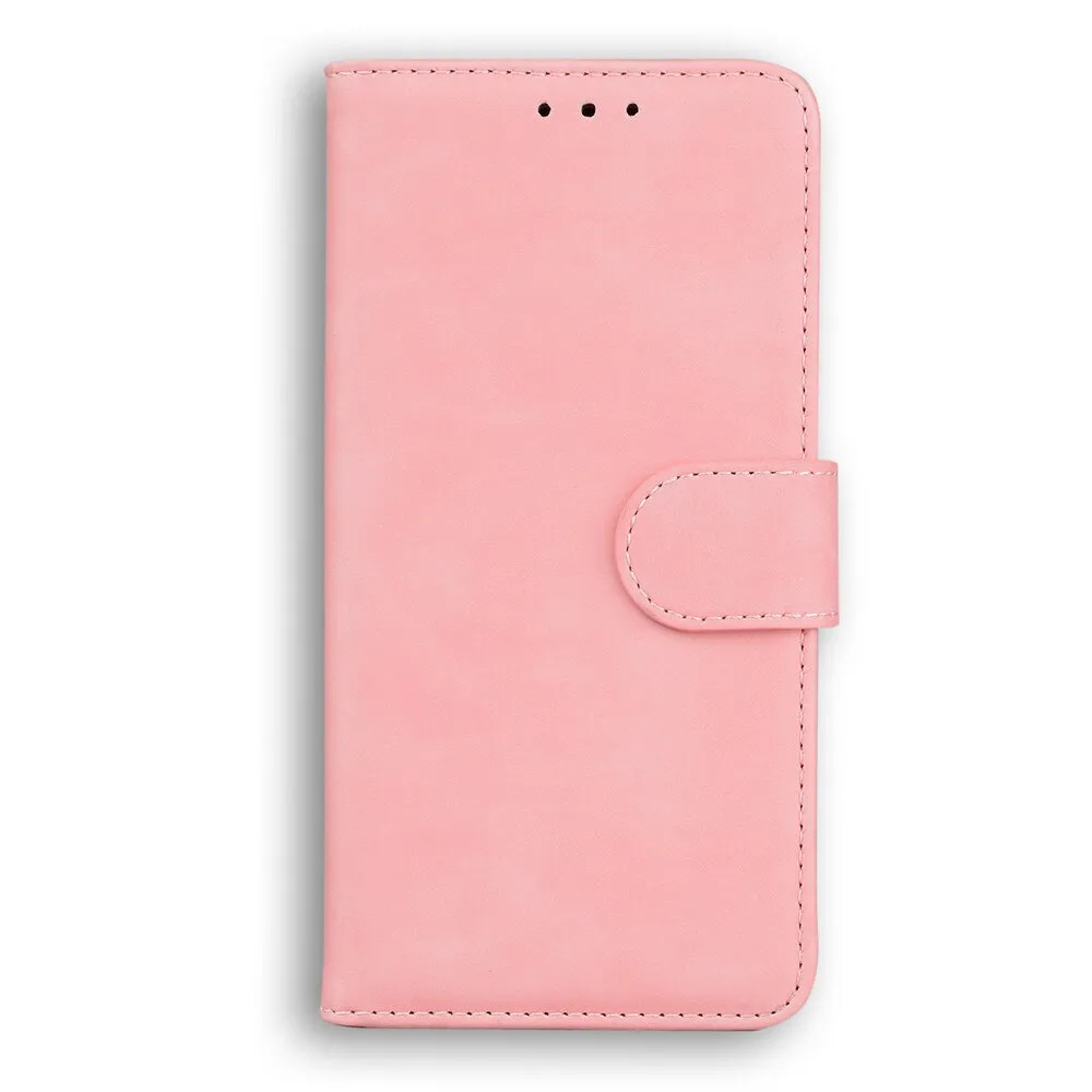 Anymob Samsung Case Pink Fashion Magnetic Flip Solid Color card Slot wallet Back Cover