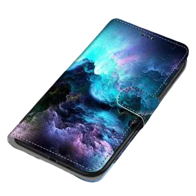 Anymob Samsung Case Sky Blue Painted Magnetic Flip Leather Card slot Wallet Book Style Cover