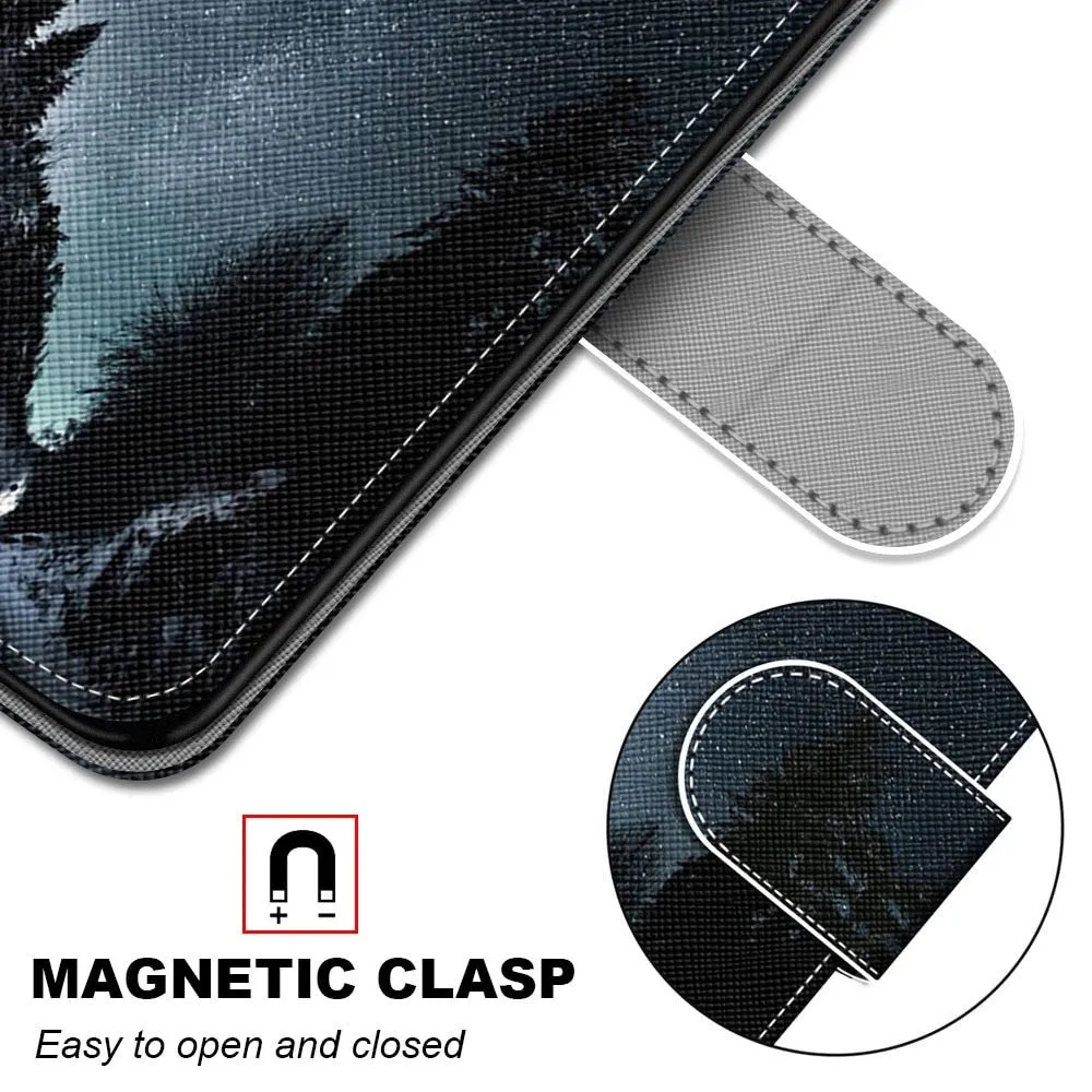 Anymob Samsung Case Sky Blue Painted Magnetic Flip Leather Card slot Wallet Book Style Cover