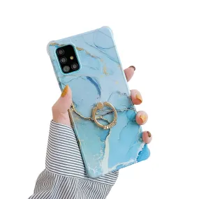 Anymob Samsung Ocean Blue Marble Ring Holder Case Silicone Shockproof Cover