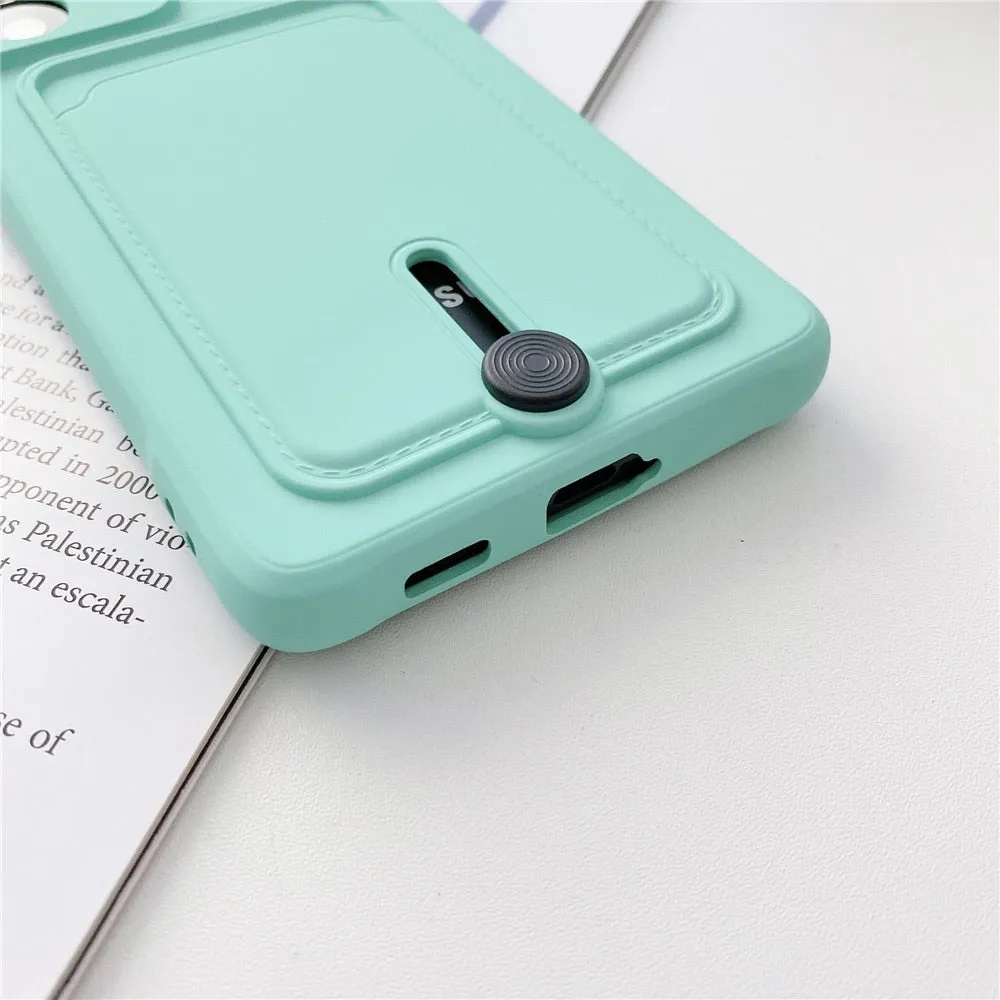 Anymob Samsung Orange Phone Case Soft Silicone Card Slots Cover