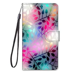 Anymob Samsung Rainbow Leaf Magnetic Flip Leather Phone Case