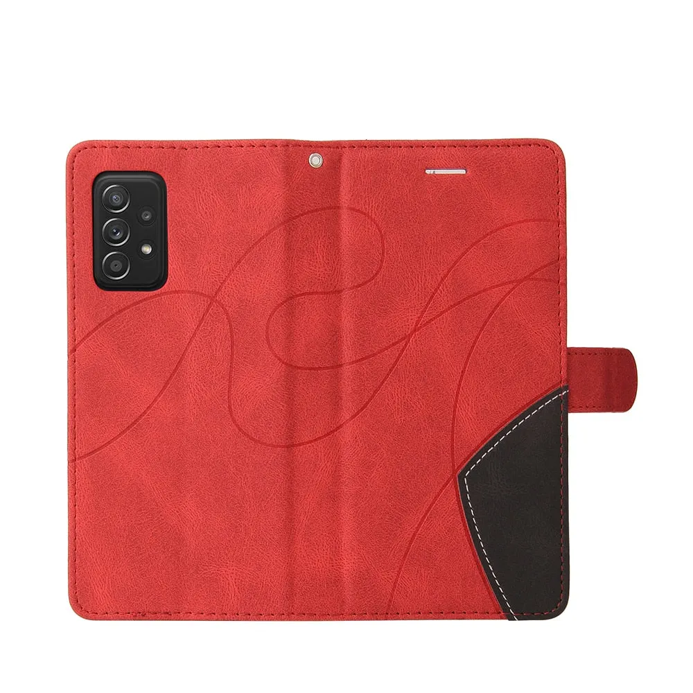 Anymob Samsung Red And Black Leather Wallet Flip Case Protective Phone Cover