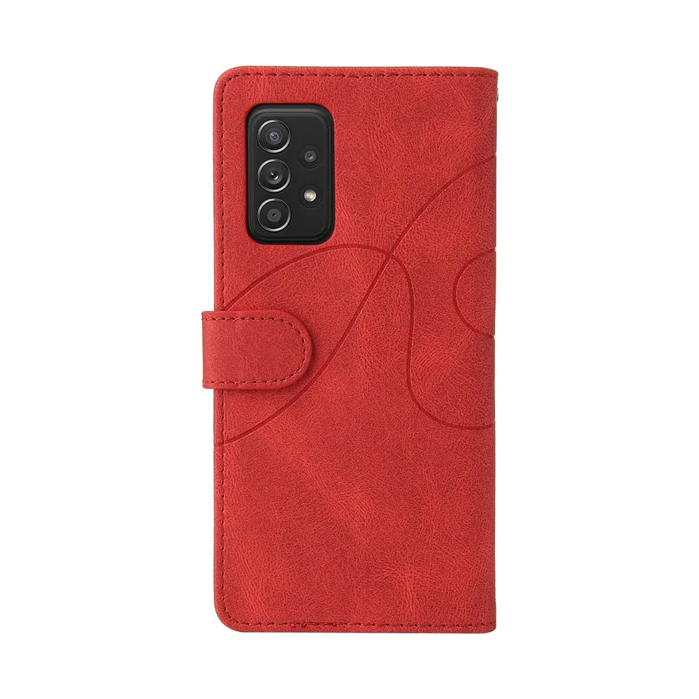 Anymob Samsung Red And Black Leather Wallet Flip Case Protective Phone Cover