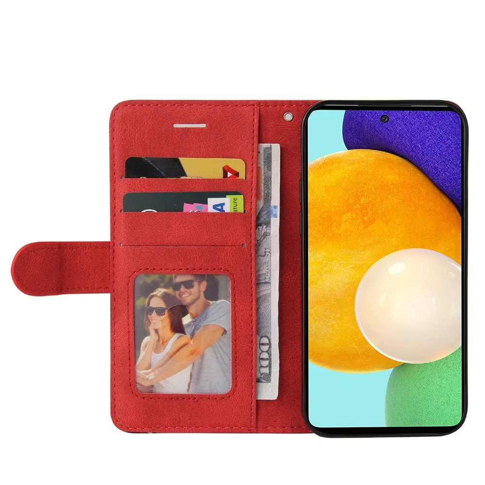 Anymob Samsung Red And Black Leather Wallet Flip Case Protective Phone Cover