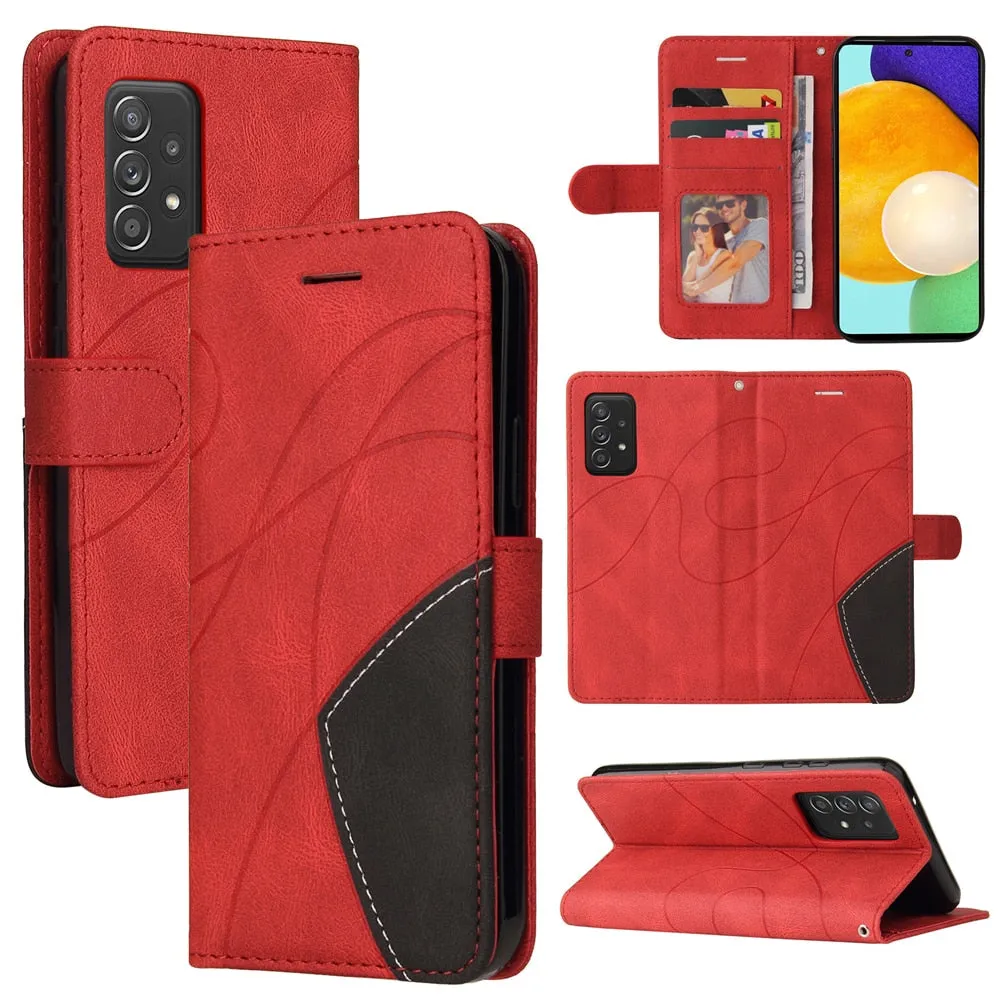Anymob Samsung Red And Black Leather Wallet Flip Case Protective Phone Cover