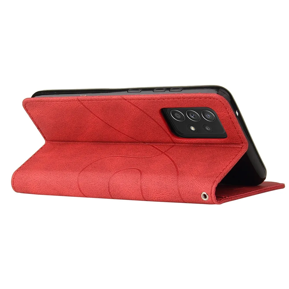 Anymob Samsung Red And Black Leather Wallet Flip Case Protective Phone Cover
