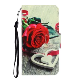 Anymob Samsung Rose And Heart Magnetic Flip Wallet Case Painted Leather Phone Cover