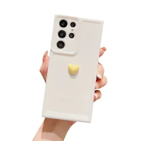 Anymob Samsung White With Yellow Cute 3D Love Heart Case Shockproof Soft Silicone Phone Back Cover