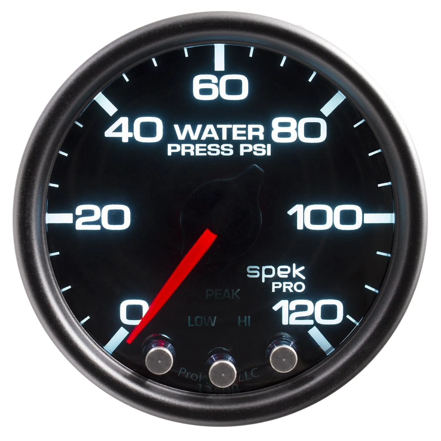 AutoMeter P34552 GAUGE; WATER PRESS; 2 1/16in.; 120PSI; STEPPER MTR W/PK/WRN; BLK/SMOKE/BLK; SPEK