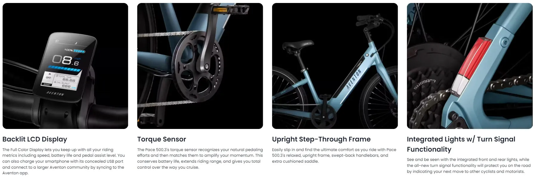 Aventon Pace 500.3 Step-Through 8 Speed Active E-Bike