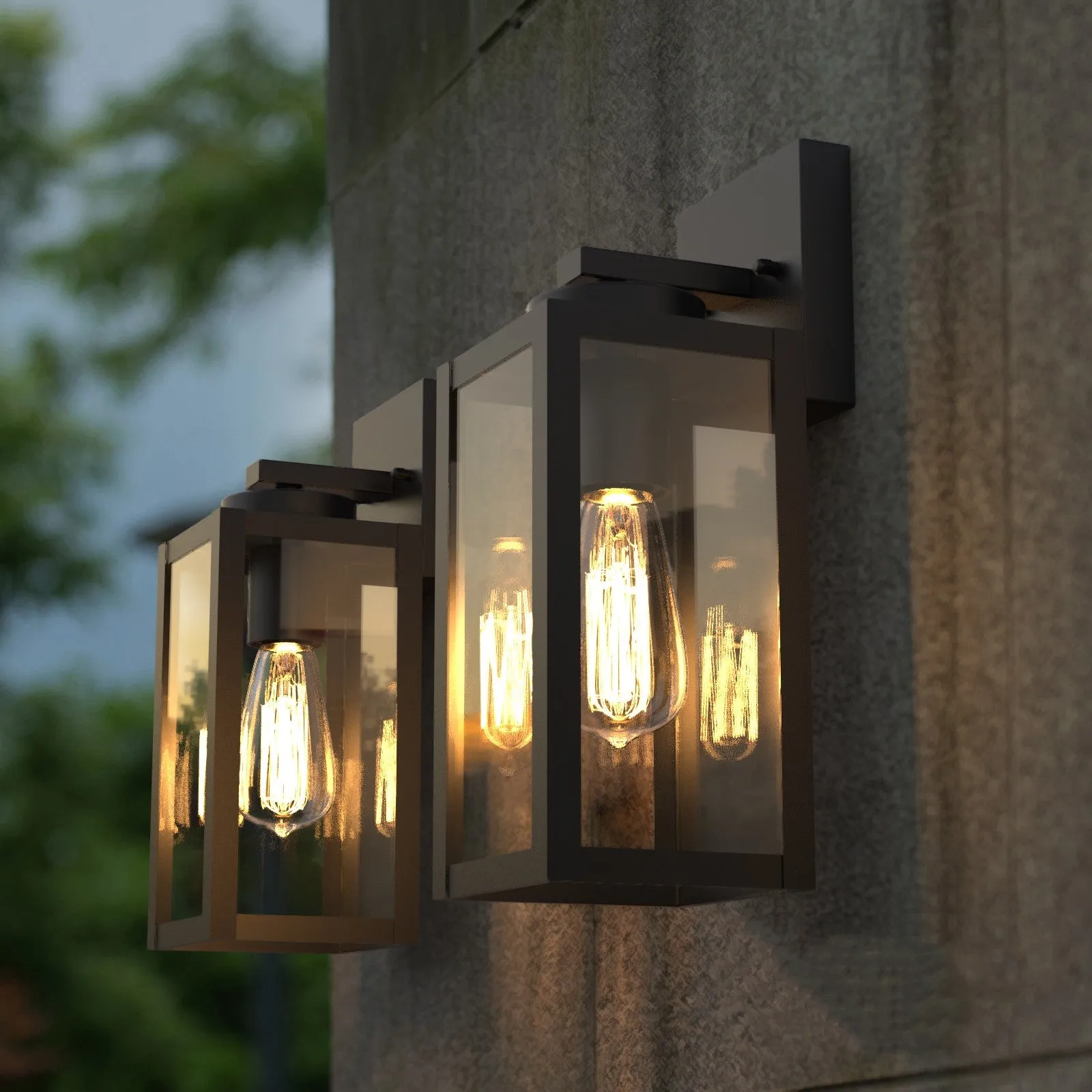 BRUCE Classic Outdoor Exterior Wall Light Motion Sensor Matt Black IP44 2PACK
