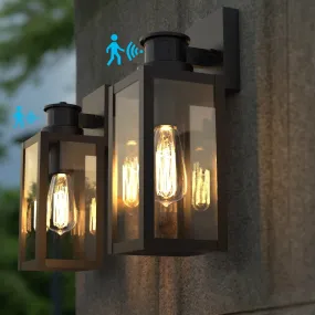 BRUCE Classic Outdoor Exterior Wall Light Motion Sensor Matt Black IP44 2PACK