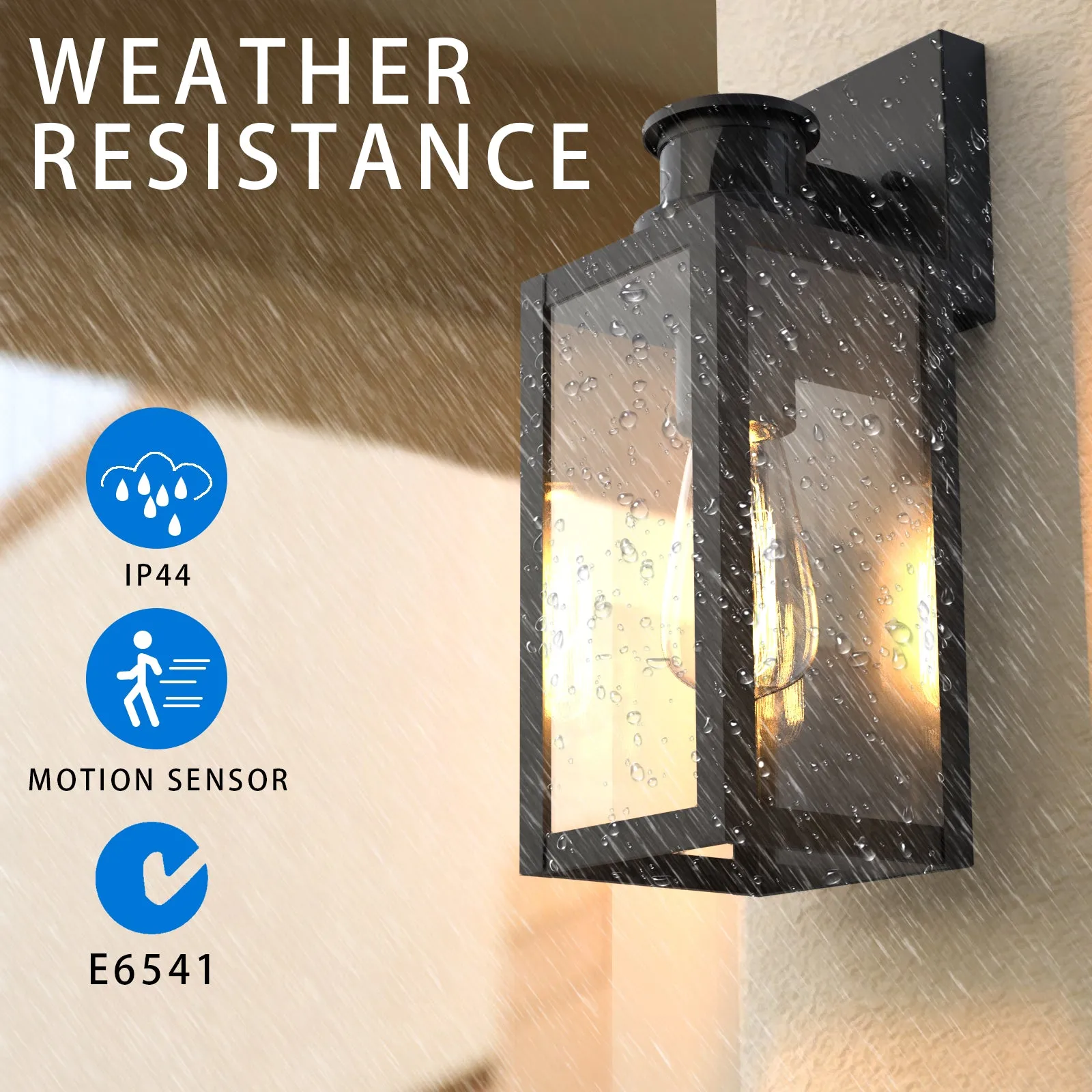 BRUCE Classic Outdoor Exterior Wall Light Motion Sensor Matt Black IP44 2PACK