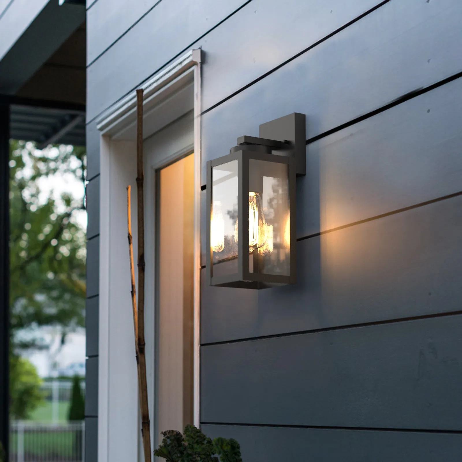 BRUCE Classic Outdoor Exterior Wall Light Motion Sensor Matt Black IP44 2PACK