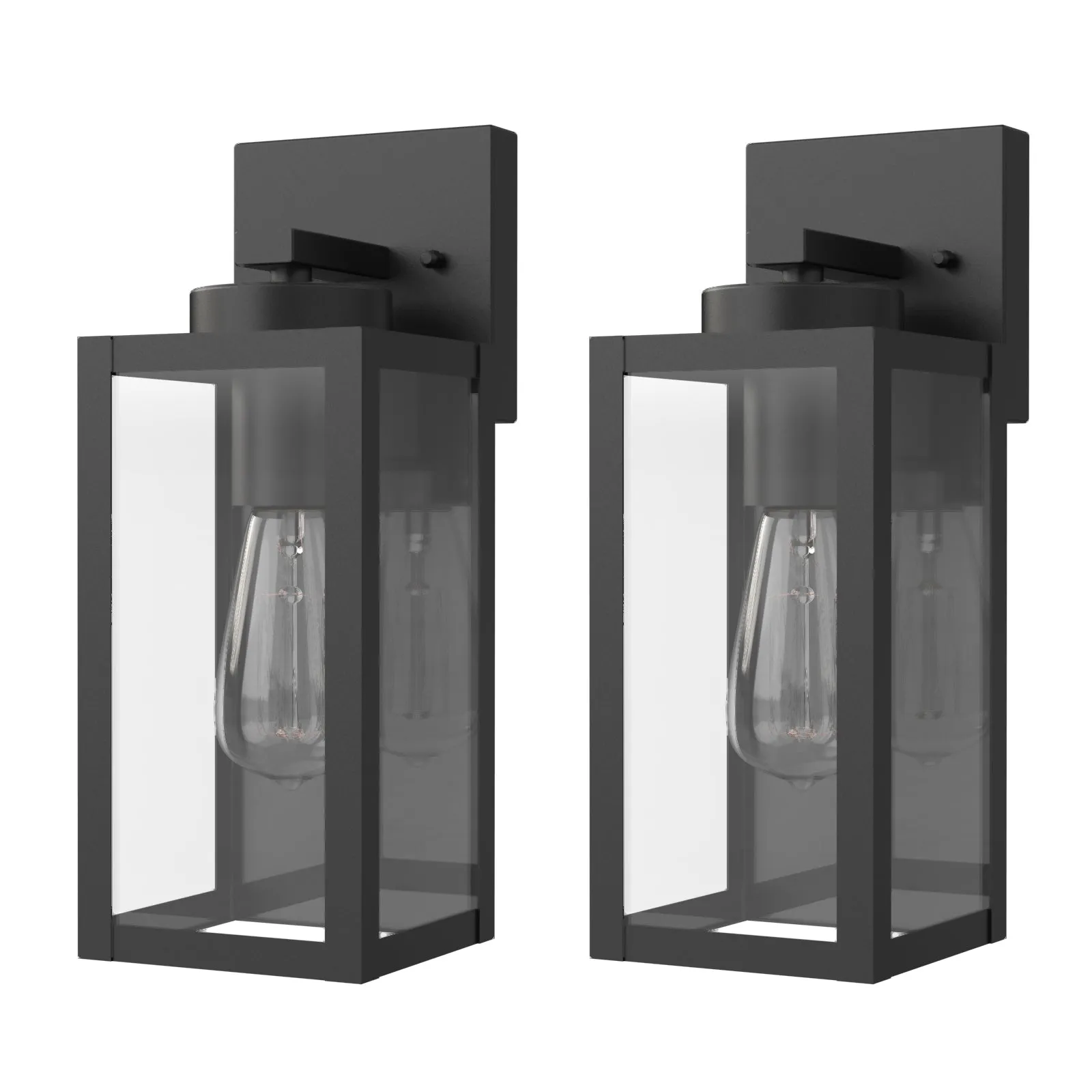 BRUCE Classic Outdoor Exterior Wall Light Motion Sensor Matt Black IP44 2PACK
