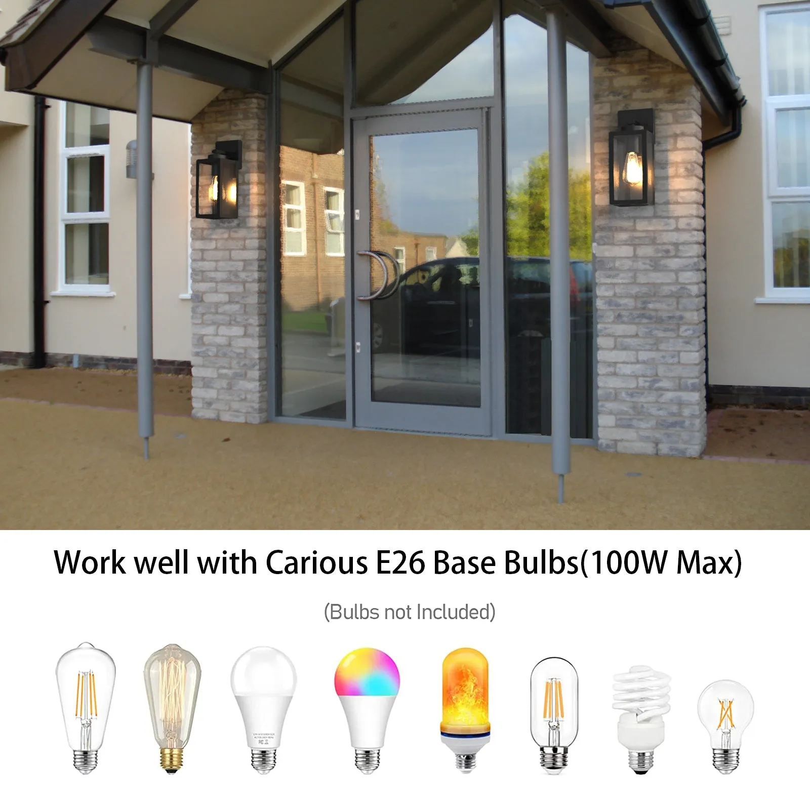 BRUCE Classic Outdoor Exterior Wall Light Motion Sensor Matt Black IP44 2PACK
