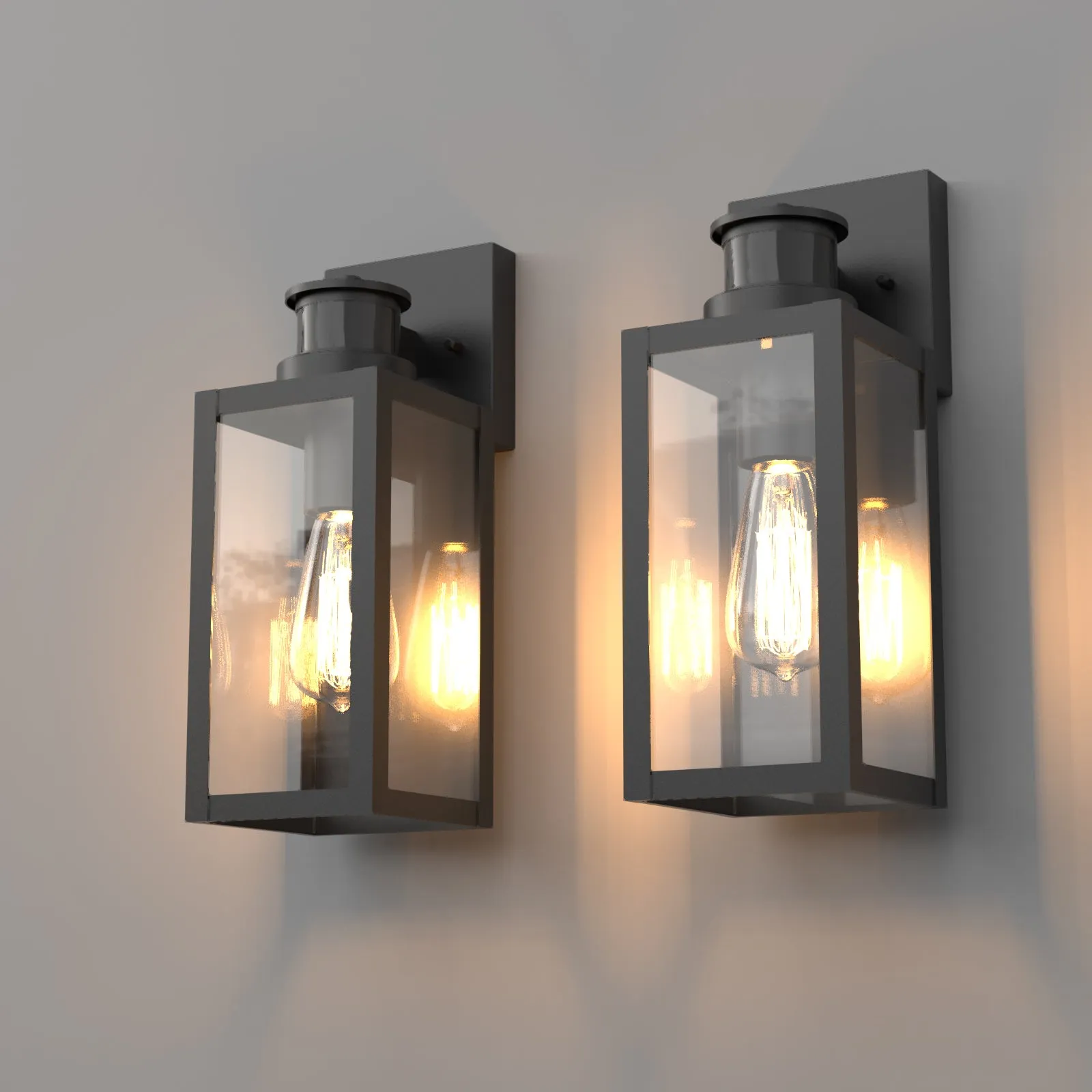 BRUCE Classic Outdoor Exterior Wall Light Motion Sensor Matt Black IP44 2PACK