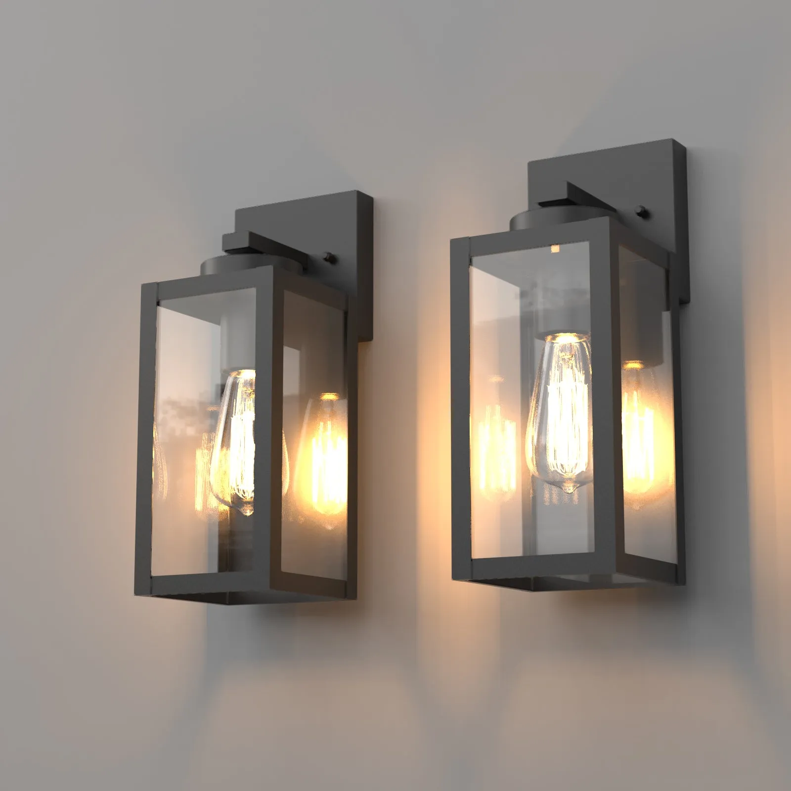 BRUCE Classic Outdoor Exterior Wall Light Motion Sensor Matt Black IP44 2PACK