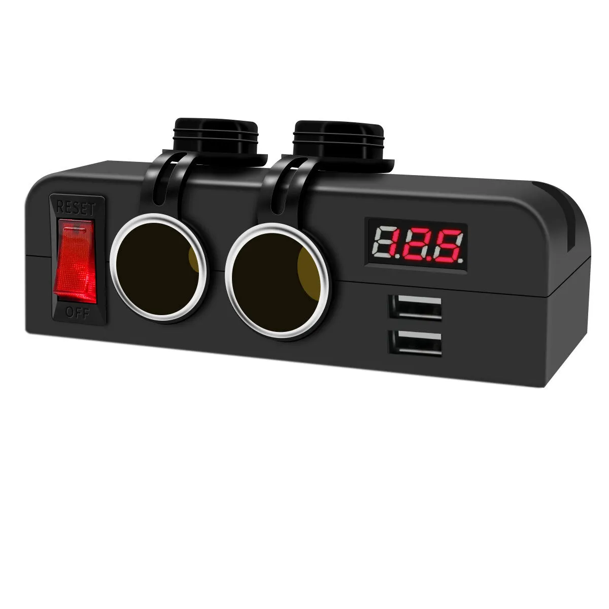Car Cigarette Lighter Usb Charger Socket Power Splitter Voltmeter