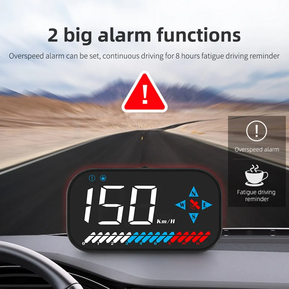 Car Hud Head-Up Display Digital Gps Speedometer Compass HD Screen