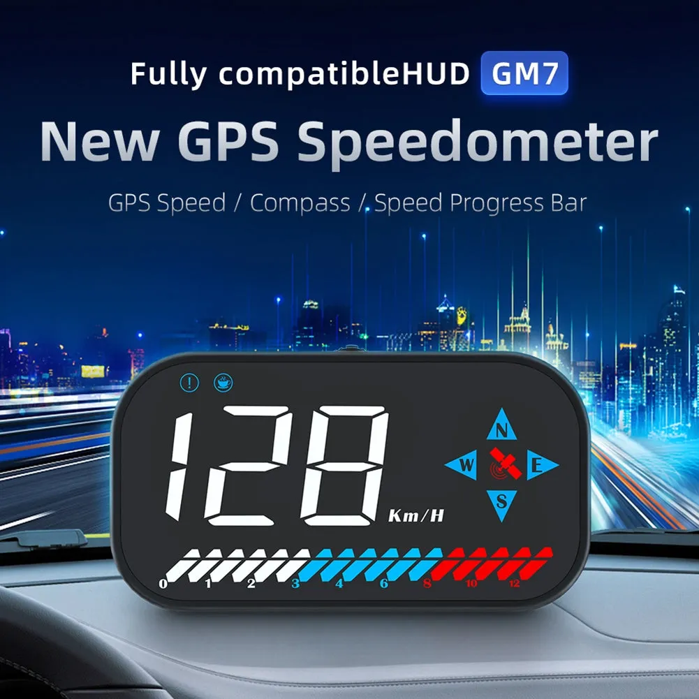 Car Hud Head-Up Display Digital Gps Speedometer Compass HD Screen