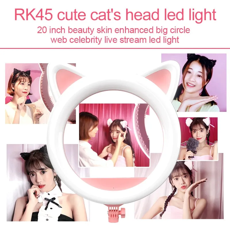 Cat Selfie Ring Halo Light 20 inch for Studio Makeup Video Youtube