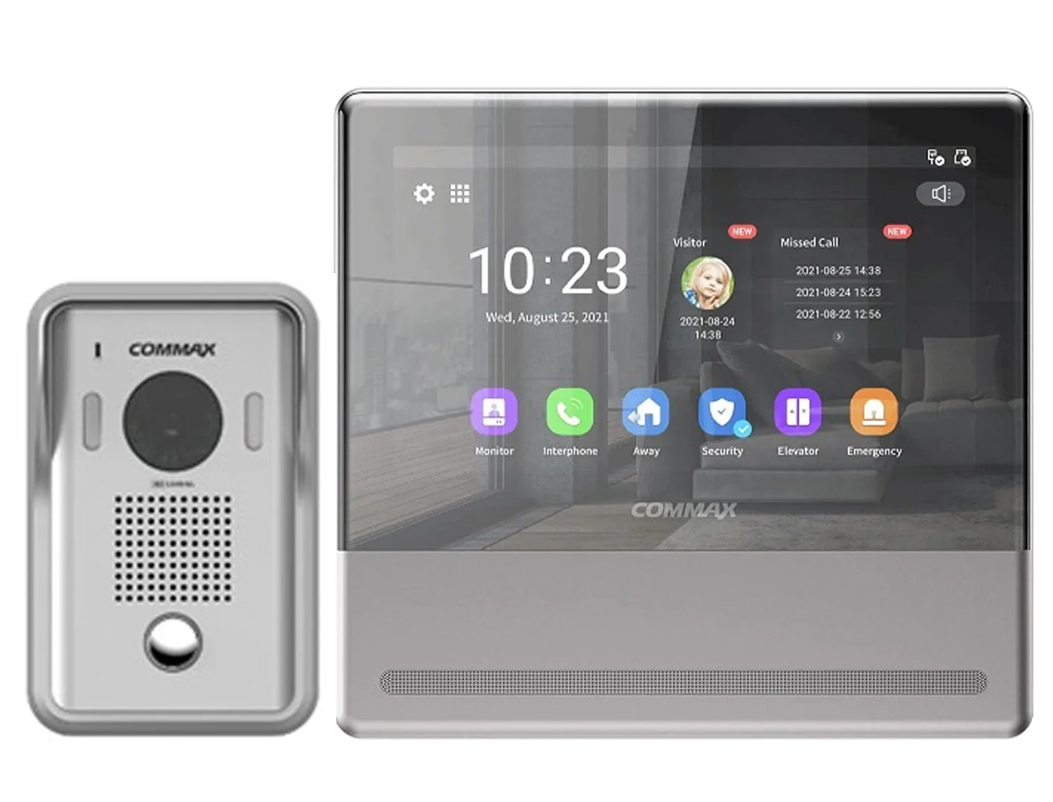 Commax Smart View IP Video Monitor 7" Connectable with PoE Switch   IP Door Bell Camera, CIP-70QPT-W.CIP-D20YS