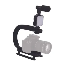 CONQUEROR -  Professional Bluetooth Vlogging Microphone with Anti-Shake Bracket and LED Light