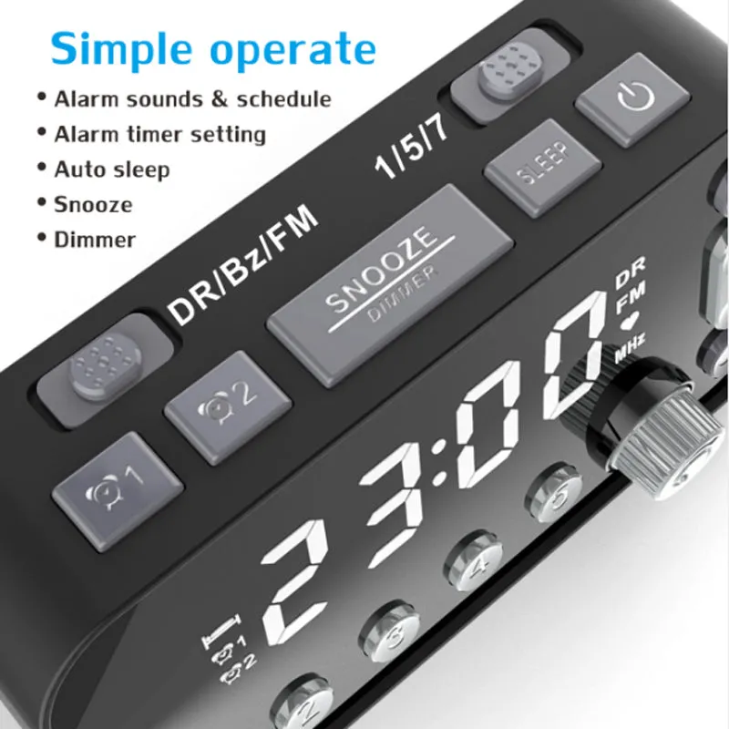 Digital Alarm Clock Radio Dual Alarm