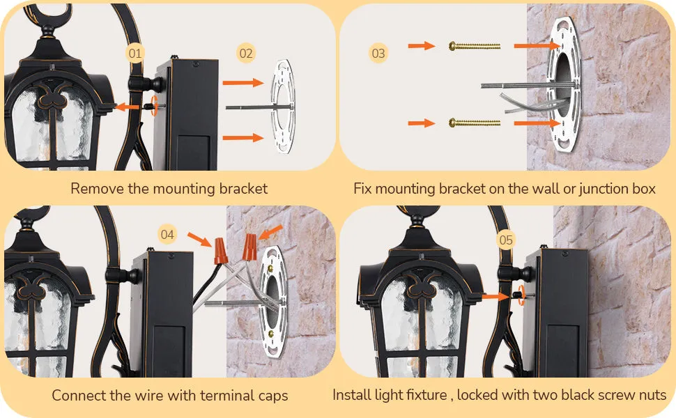 Dusk to Dawn Outdoor Wall Lights-HOWL09R