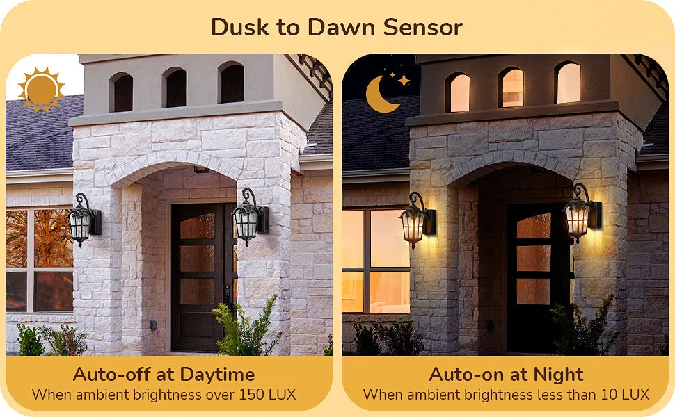 Dusk to Dawn Outdoor Wall Lights-HOWL09R