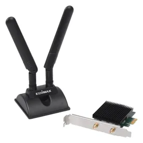 EDIMAX AX3000 Wi-Fi 6 Dual Band 802.11ax & BT 5.0 PCI Express Adapter. Ultrafast WiFi Speed. IEEE 802.11abgn/ac/ax. Supports 64/ 128-bit WEP, WPA. PCI Express x1 or x4 Interface.