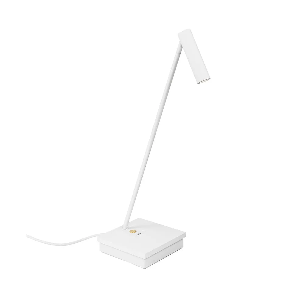 ELA White & Brass Detail Elegant Directional Table Light With USB Device Charge - ID 10741